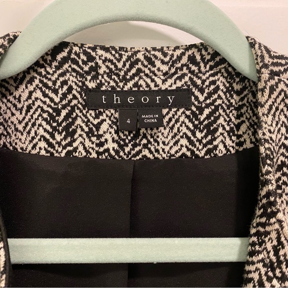 Theory Joean Parcel Houndstooth Blazer Jacket Sz 4 - Picture 11 of 13